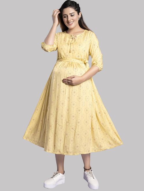 yellow maternity wear dress - 20360358 - Very Small Image - 1