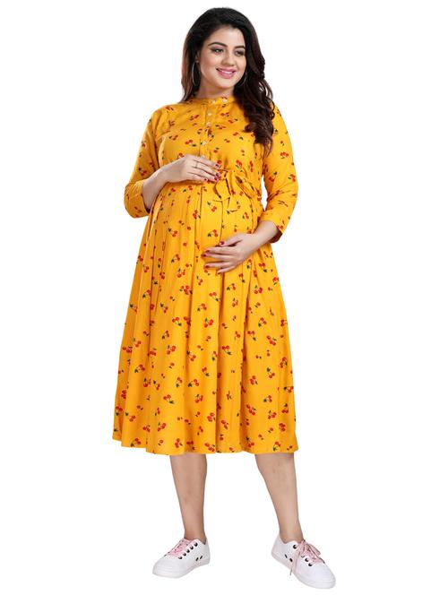 yellow maternity wear dress - 20360371 - Very Small Image - 1