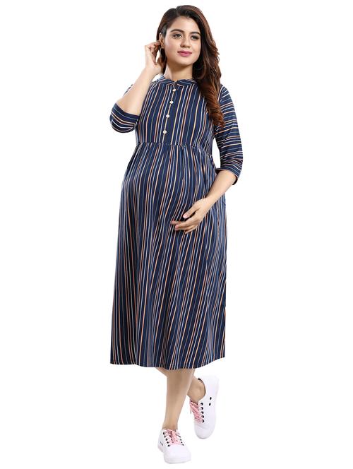 women's multi colored maternity striped dress - 20360858 - Very Small Image - 1