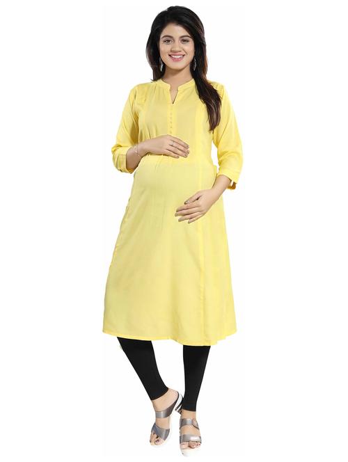 yellow solid maternity wear kurta - 20361163 - Very Small Image - 1