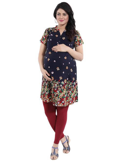 navy blue maternity wear kurta - 20361200 - Very Small Image - 1