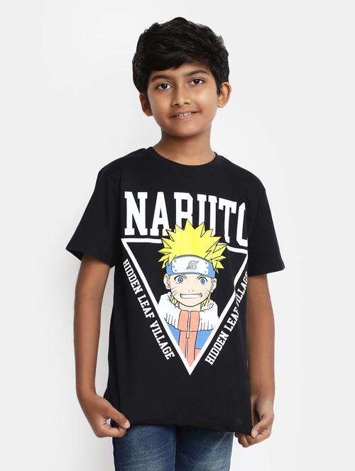 boys black printed blend t-shirt - 20361624 - Very Small Image - 1