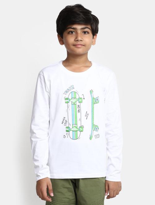 Boys White Round Neck T-shirts - 20361692 - Very Small Image - 1