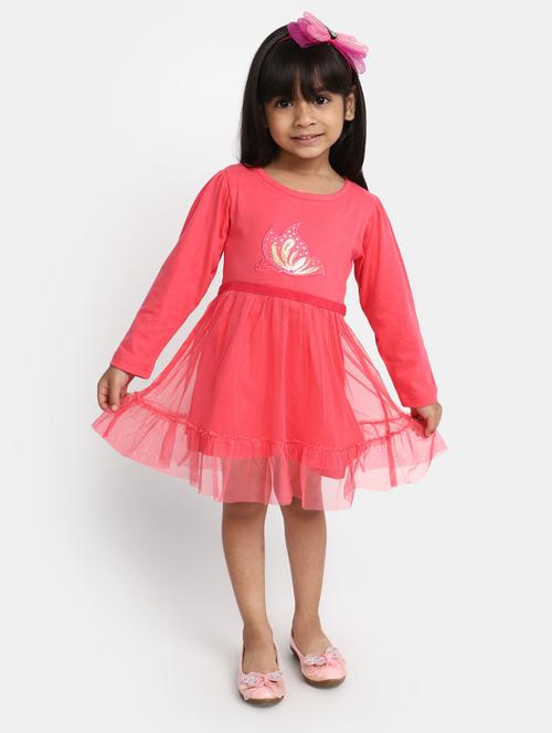 Girls Round Neck Long Sleeves Frock - 20362306 - Very Small Image - 1