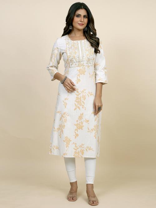 white colored straight kurta - 20362768 - Very Small Image - 1