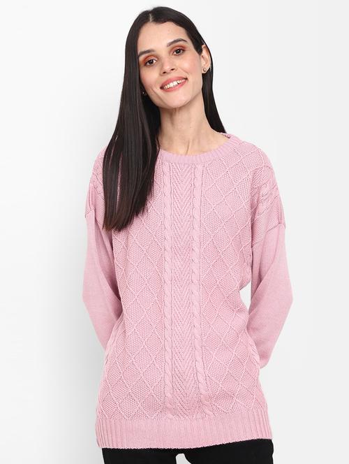 women's mauve cotton wool pullover - 20362837 - Very Small Image - 1