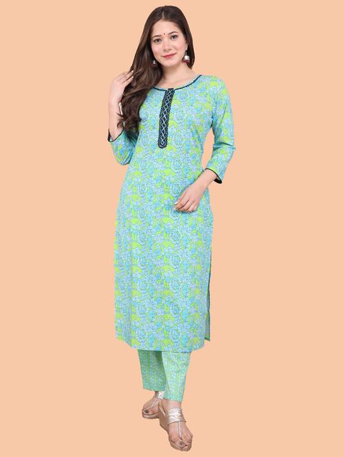 sea green colored kurta pant set - 20363907 - Very Small Image - 1
