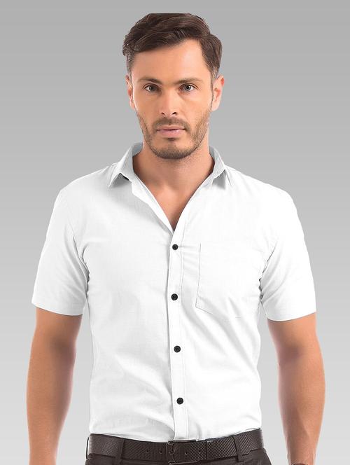 white solid short sleeves formal shirt - 20365270 - Very Small Image - 1