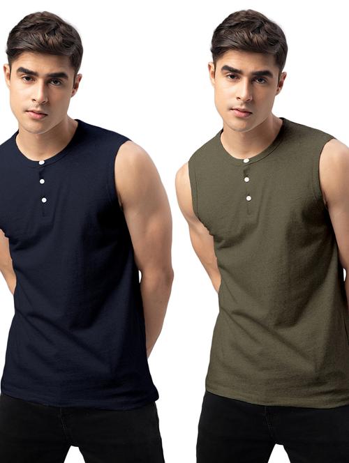 pack of 2 solid sleeveless t-shirts  - 20366856 - Very Small Image - 1
