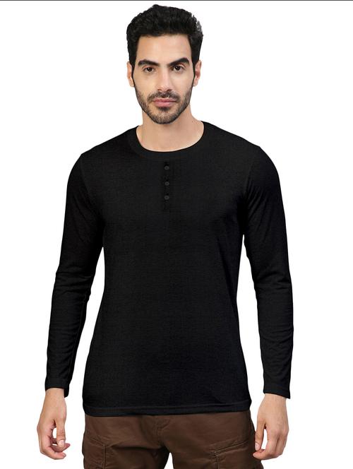 black solid round neck t-shirt - 20367772 - Very Small Image - 1