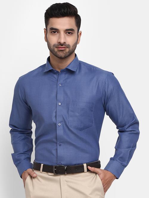men blue cotton formal shirt - 20368786 - Very Small Image - 1