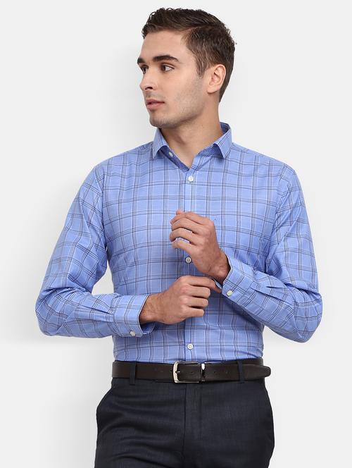 blue checkered cotton formal shirt - 20368797 - Very Small Image - 1