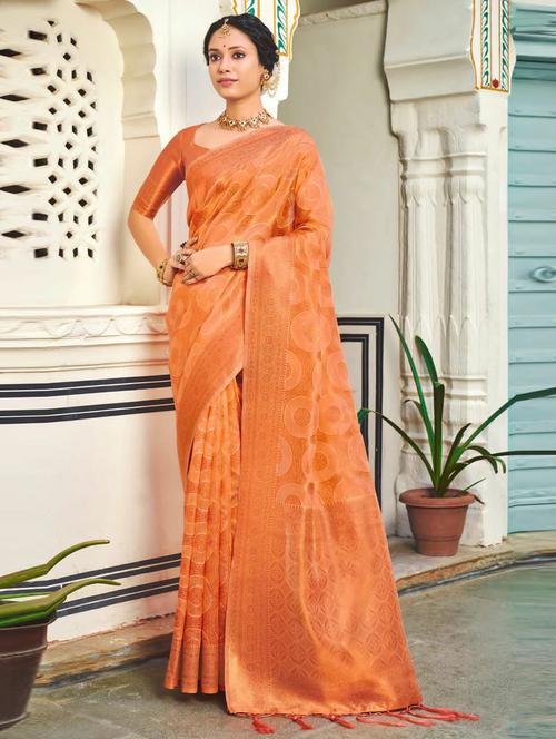 women zari work kanjivaram saree with blouse - 20369086 - Very Small Image - 1