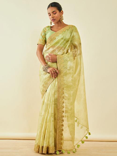 women's floral green colored saree - 20369665 - Very Small Image - 1