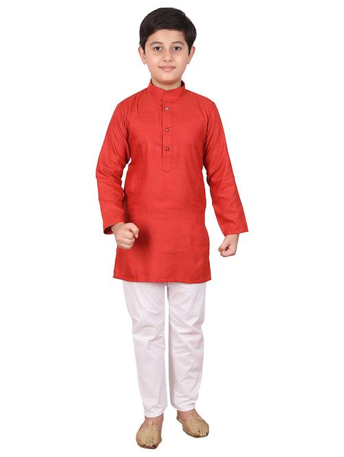 red cotton blend kurta sets kurtas & set - 20370873 - Very Small Image - 1