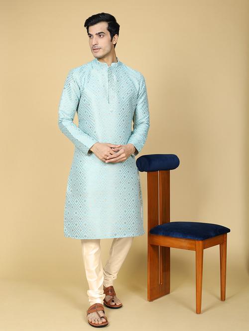 men self design kurta churidar ethnic wear set - 20372922 - Very Small Image - 1