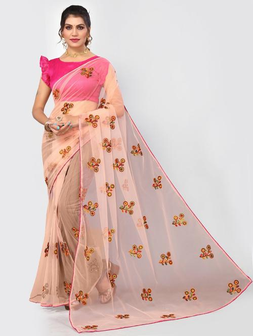 soft net embroidered saree  - 20373229 - Very Small Image - 1