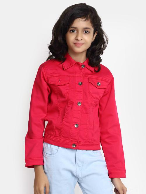 girls solid jacket - 20373283 - Very Small Image - 1
