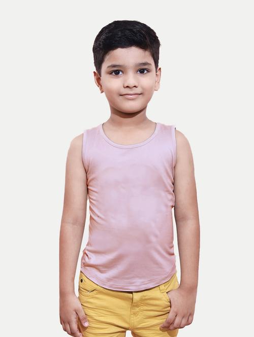 Boys Pink Solid Pure Cotton Vest - 20373787 - Very Small Image - 1