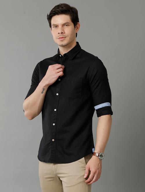 black cotton casual shirt - 20374718 - Very Small Image - 1