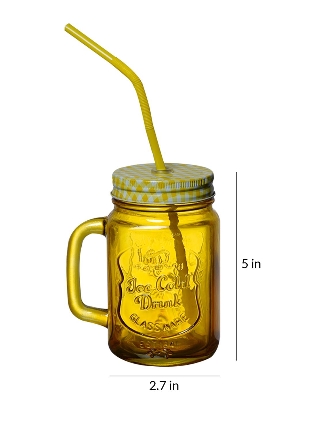 ceradeco 2 pcs assorted coloured mason jar set with straws 350 ml each - 20375192 - Zoom Image - 4