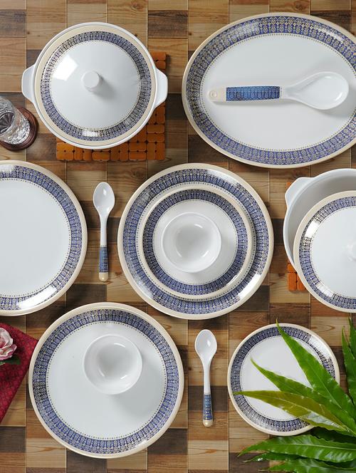 cdi 40 pcs blue  ethnic motifs printed melamine glossy dinner set - 20375260 - Very Small Image - 1