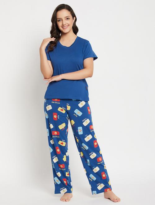 blue cotton pyjama set nightwear - 20375653 - Very Small Image - 1