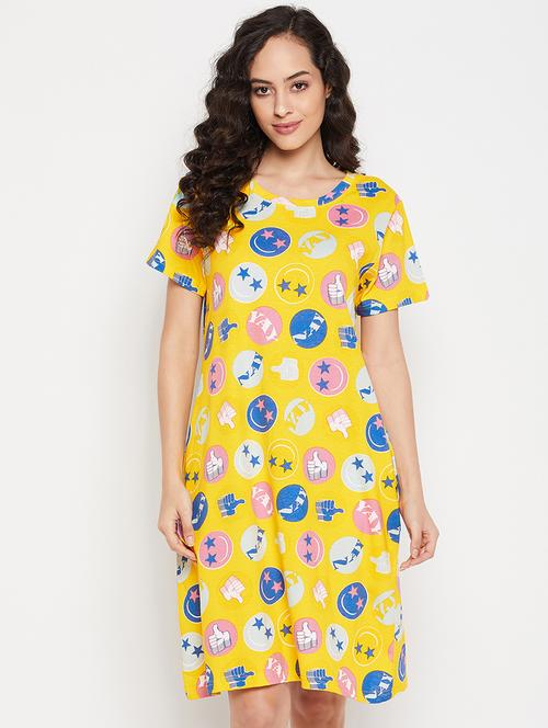 yellow printed short sleeves sleepshirts  - 20375763 - Very Small Image - 1