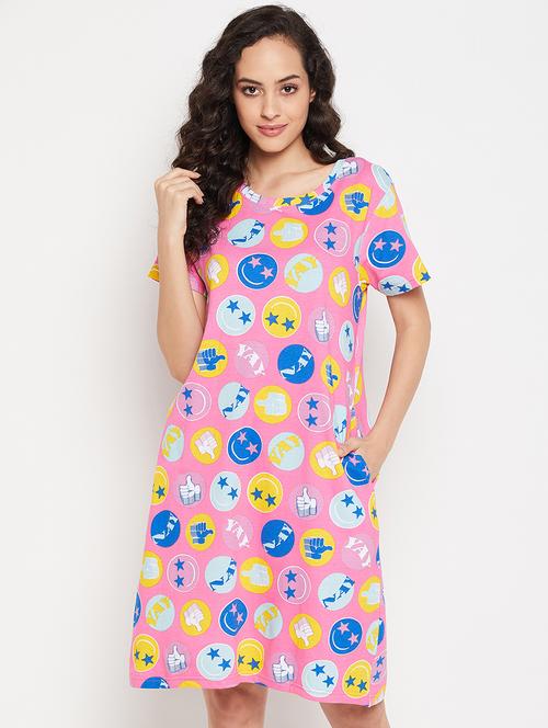 pink quirky print short sleeves sleepshirts  - 20375768 - Very Small Image - 1