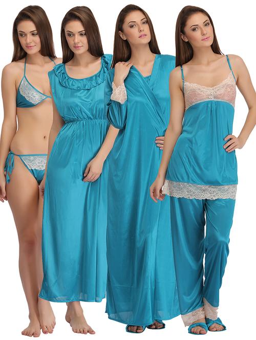 women solid color satin nightwear set - 20375942 - Very Small Image - 1