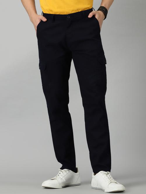 men black solid cotton ankle length chinos casual trouser - 20376515 - Very Small Image - 1
