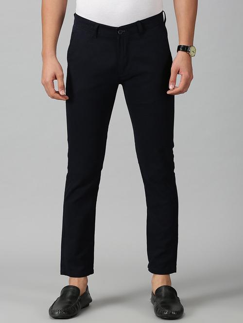 men black solid cotton ankle length chinos casual trouser - 20376521 - Very Small Image - 1