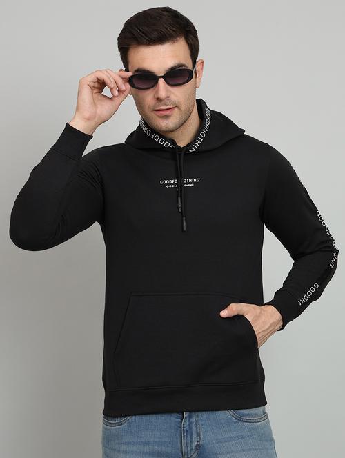 men black fleece chest print sweatshirt - 20377746 - Very Small Image - 1