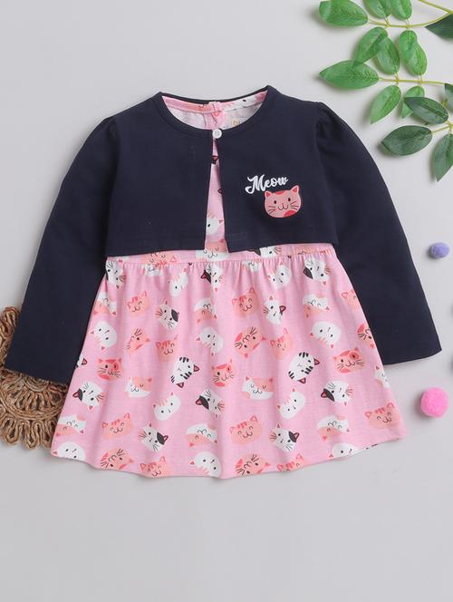 girls round neck long sleeves frock - 20381642 - Very Small Image - 1