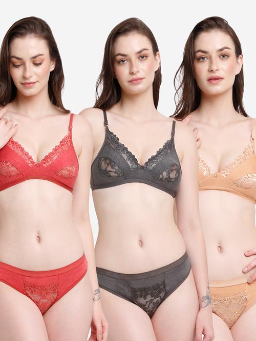 women pack of 3 bra and panty set - 20381900 - Very Small Image - 1