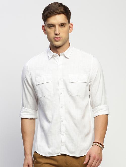men white cotton blend casual shirt - 20383947 - Very Small Image - 1
