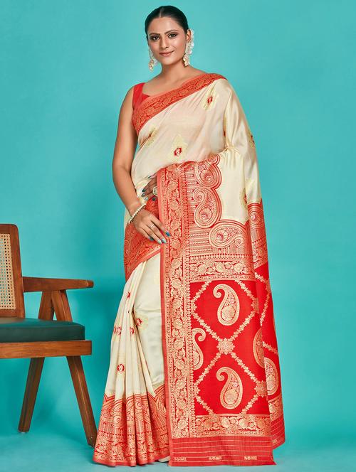 women zari work kanjivaram saree with blouse - 20384136 - Very Small Image - 1