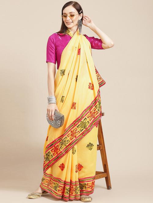 women's embroidered saree with blouse - 20384344 - Very Small Image - 1
