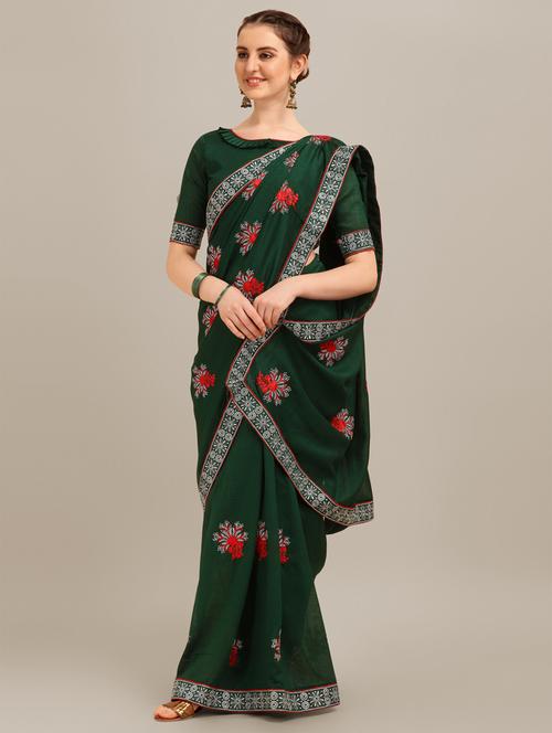 women's embroidered saree with blouse - 20384387 - Very Small Image - 1