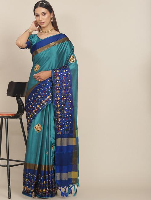 women's embroidered saree with blouse - 20384461 - Very Small Image - 1
