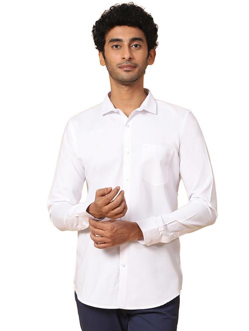 men solid white slim fit cotton casual shirt - 20384583 - Very Small Image - 1