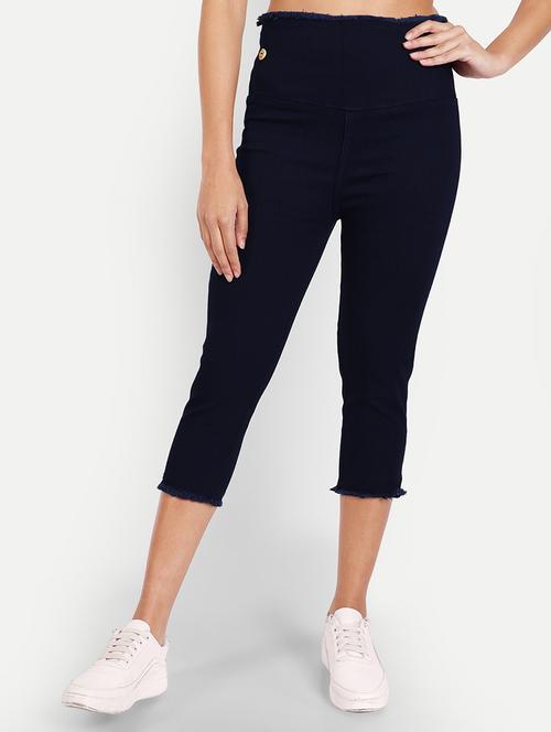 women navy blue skinny fit denim capri - 20386439 - Very Small Image - 1