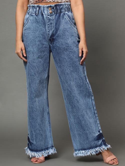 women's plain wide leg jeans - 20386583 - Very Small Image - 1