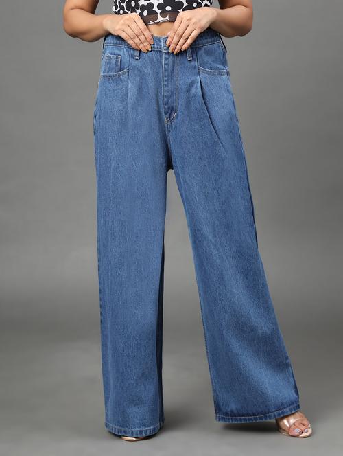 women's plain wide leg jeans - 20386591 - Very Small Image - 1