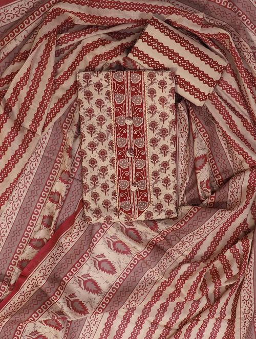 women red block print unstitched suits - 20388449 - Very Small Image - 1