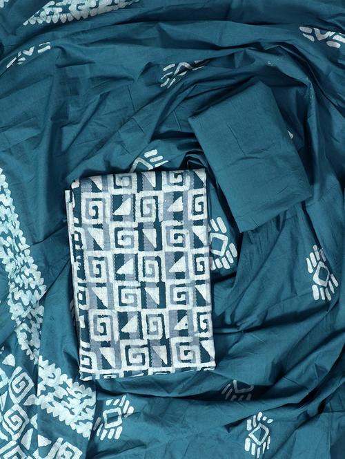 women blue geometric unstitched suits - 20388473 - Very Small Image - 1