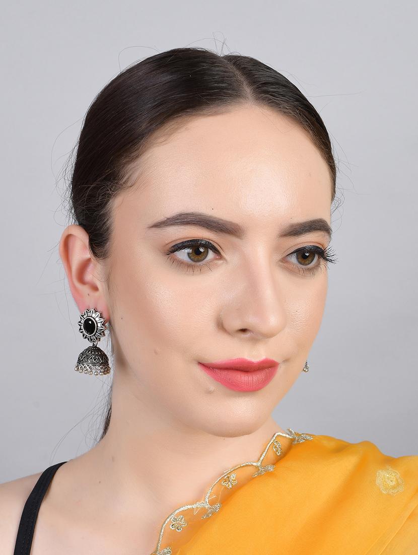 black alloy jhumka earrings - 20388687 - Zoom Image - 3