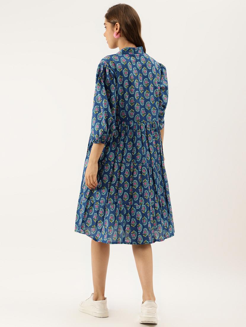 blue printed a-line dress - 20390533 - Zoom Image - 2