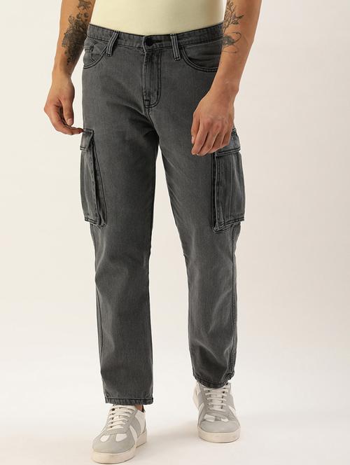 grey cotton cargos casual trousers - 20392695 - Very Small Image - 1