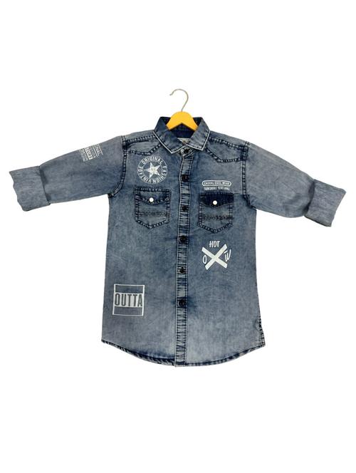 blue printed long sleeves shirt - 20392727 - Very Small Image - 1